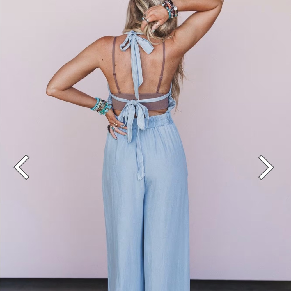 Three Bird Nest Sky Blue Women's Denim Overalls size small - Picture 6 of 10